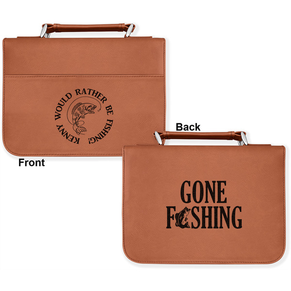 Fish Cognac Leatherette Bible Covers - Large Double Sided Apvl