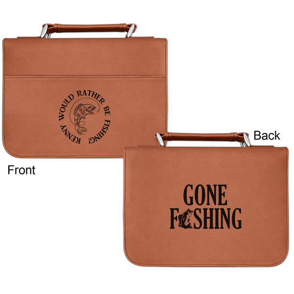 Fish Cognac Leatherette Bible Covers - Small Double Sided Apvl