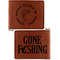 Fish Cognac Leatherette Bifold Wallets - Front and Back