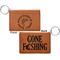 Fish Cognac Leatherette Keychain ID Holders - Front and Back Apvl