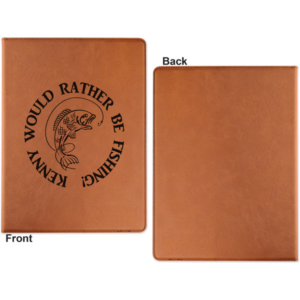 Fish Cognac Leatherette Portfolios with Notepad - Large - Single Sided - Apvl