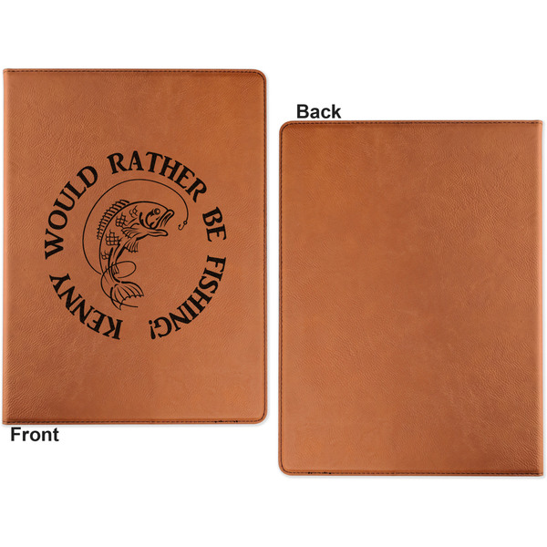Fish Cognac Leatherette Portfolios with Notepad - Small - Single Sided- Apvl