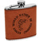 Fish Cognac Leatherette Wrapped Stainless Steel Flask