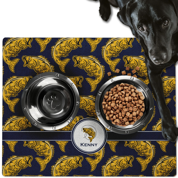 Custom Fish Dog Food Mat - Large w/ Name or Text