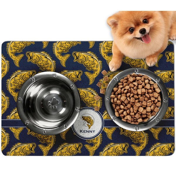 Custom Fish Dog Food Mat - Small w/ Name or Text