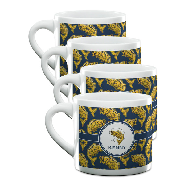 Custom Fish Double Shot Espresso Cups - Set of 4 (Personalized)