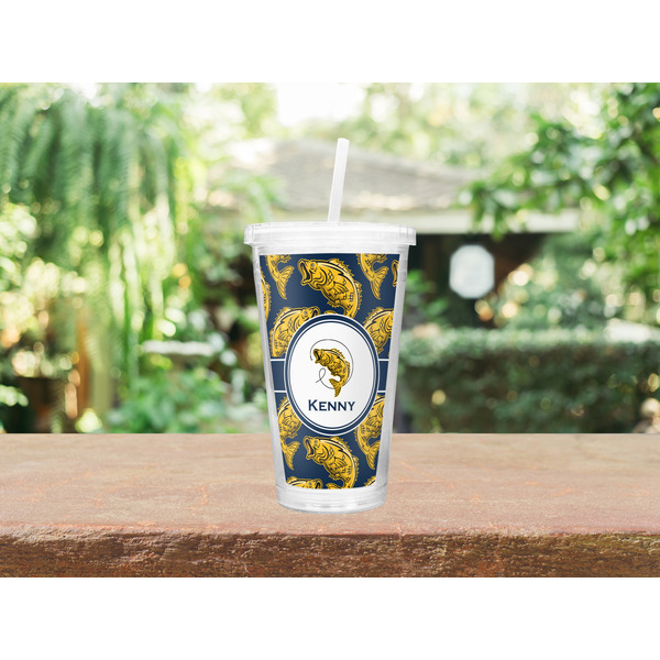 Fish Double Wall Tumbler with Straw Lifestyle