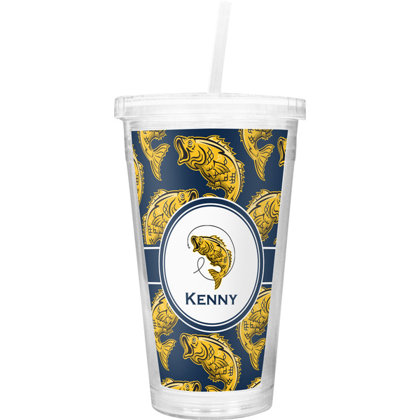 Custom Fish Double Wall Tumbler with Straw (Personalized)