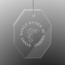 Fish Engraved Glass Ornament - Octagon (Personalized)