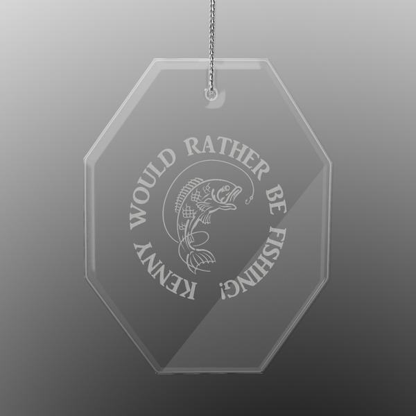 Fish Engraved Glass Ornaments - Octagon