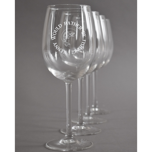 Custom Fish Wine Glasses (Set of 4) (Personalized)