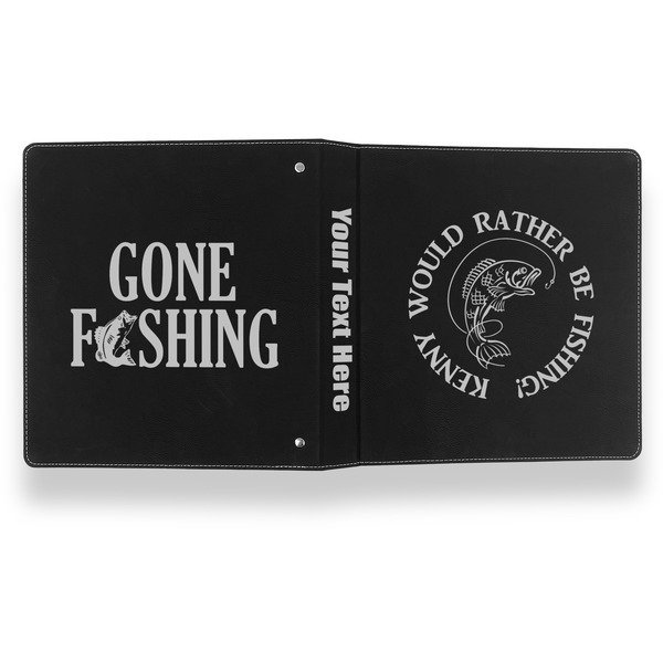 Fish Leather Binder - 1" - Black- Back Spine Front View