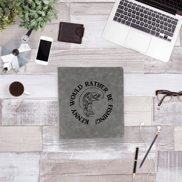 Fish Leather Binder - 1" - Grey - Lifestyle View