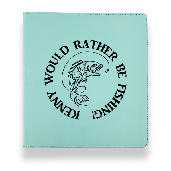 Custom Fish Leather Binder - 1" - Teal (Personalized)
