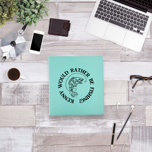 Fish Leather Binder - 1" - Teal - Lifestyle View