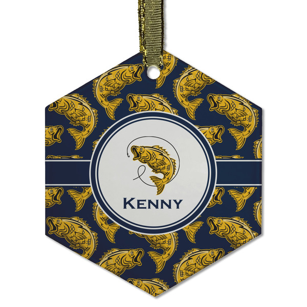 Fish Frosted Glass Ornament - Hexagon