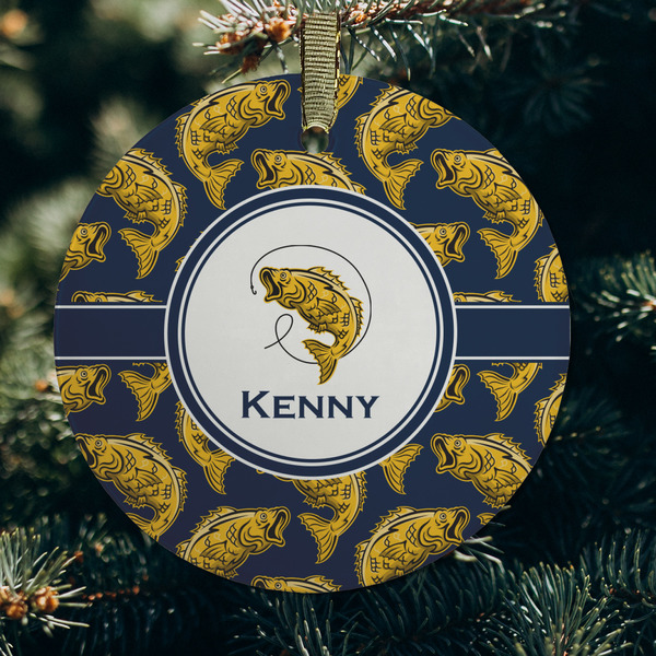 Fish Frosted Glass Ornament - Round (Lifestyle)