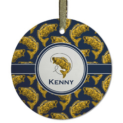 Fish Flat Glass Ornament - Round w/ Name or Text