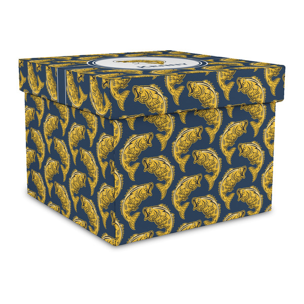 Custom Fish Gift Box with Lid - Canvas Wrapped - Large (Personalized)