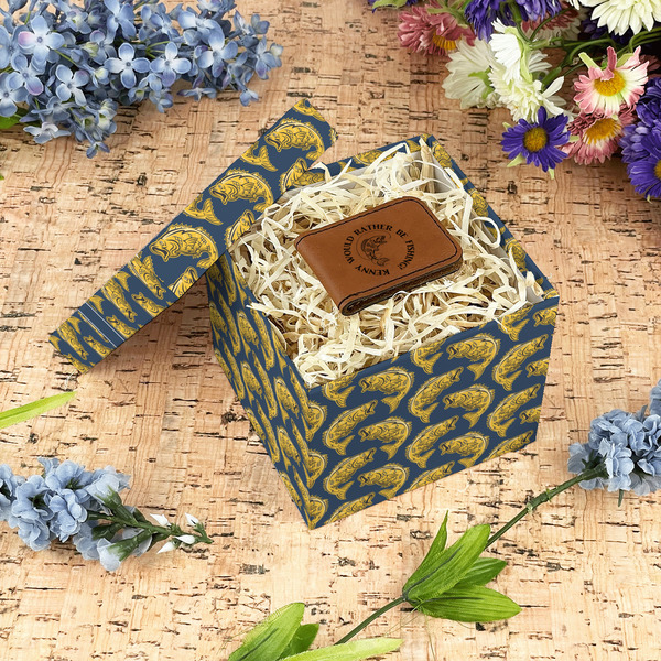 Fish Gift Boxes with Lid - Canvas Wrapped - Small - In Context