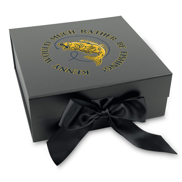 Custom Fish Gift Box with Magnetic Lid - Black (Personalized)