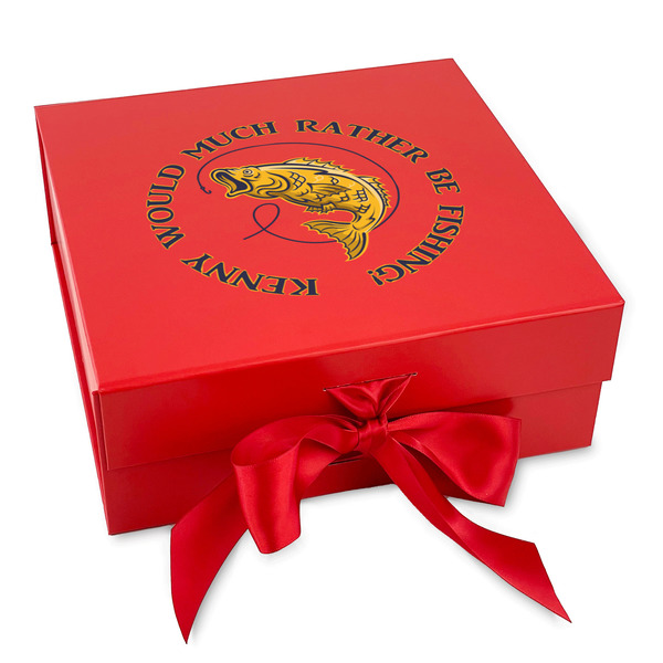 Custom Fish Gift Box with Magnetic Lid - Red (Personalized)