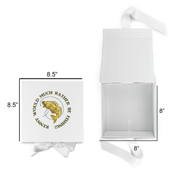 Fish Gift Boxes with Magnetic Lid - White - Open & Closed