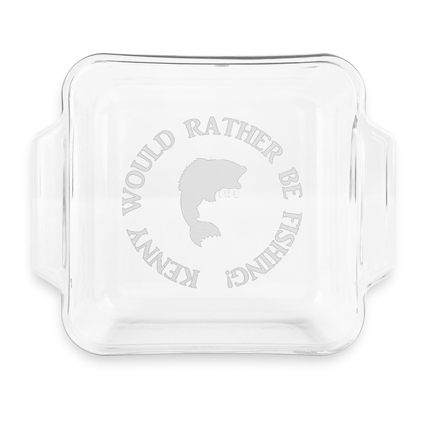 Custom Fish Glass Cake Dish with Truefit Lid - 8in x 8in (Personalized)