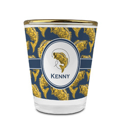 Fish Glass Shot Glass - 1.5 oz - with Gold Rim - Set of 4 (Personalized)