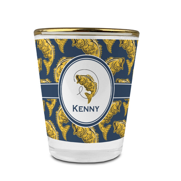 Fish Glass Shot Glass - With gold rim - FRONT