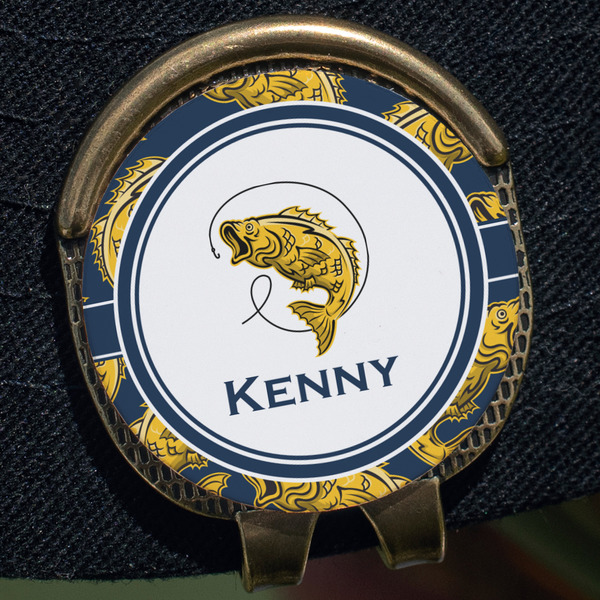 Fish Golf Ball Marker Hat Clip - Gold - Close Up