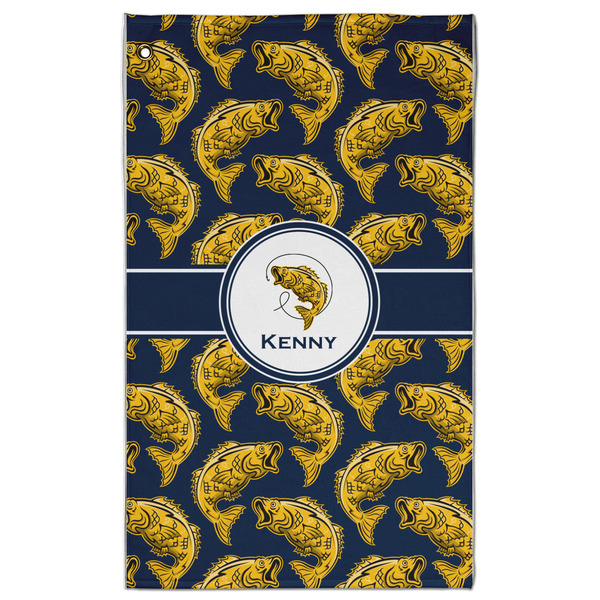 Custom Fish Golf Towel - Poly-Cotton Blend w/ Name or Text