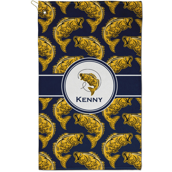 Custom Fish Golf Towel - Poly-Cotton Blend - Small w/ Name or Text