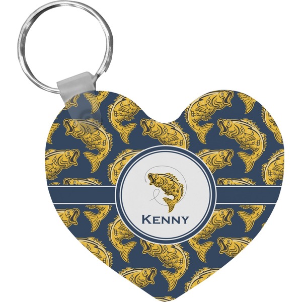 Custom Fish Heart Plastic Keychain w/ Name or Text