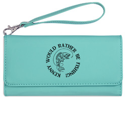 Fish Ladies Leatherette Wallet - Laser Engraved- Teal (Personalized)
