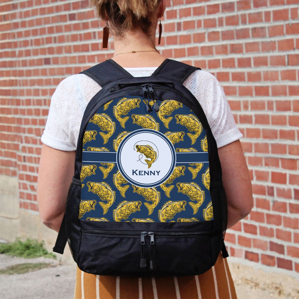 Fish Large Backpack - Black - On Back