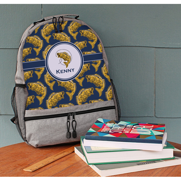 Fish Large Backpack - Gray - On Desk
