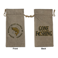 Fish Large Burlap Gift Bag - Front & Back (Personalized)
