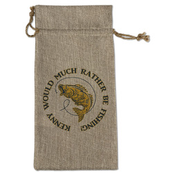 Fish Large Burlap Gift Bag - Front (Personalized)