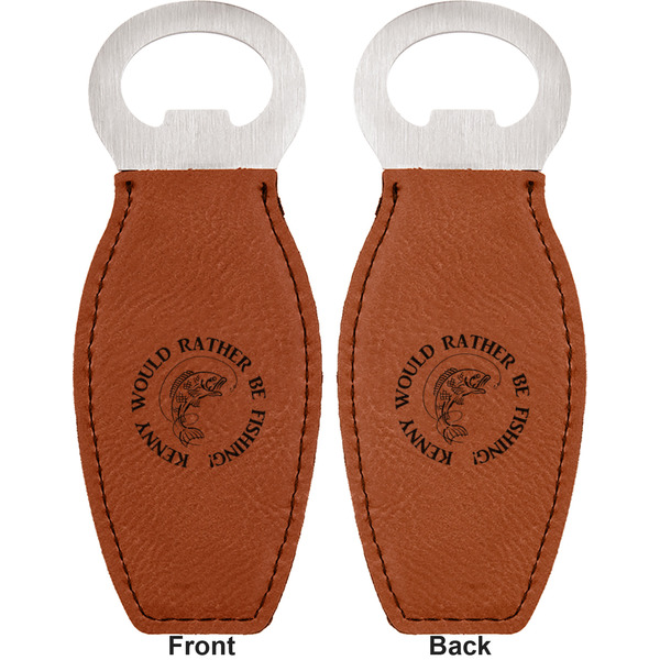 Fish Leather Bar Bottle Opener - Front and Back