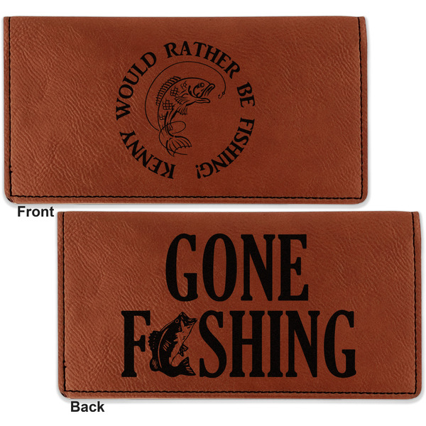 Fish Leather Checkbook Holder Front and Back
