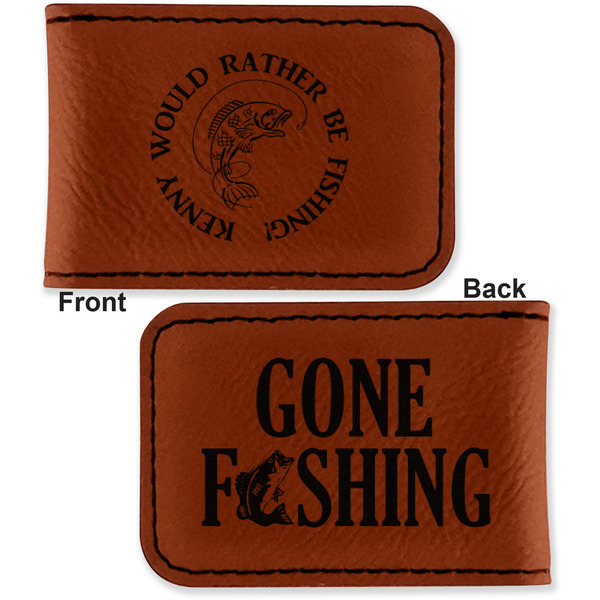 Fish Leatherette Magnetic Money Clip - Front and Back