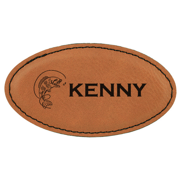 Custom Fish Leatherette Oval Name Badge with Magnet (Personalized)