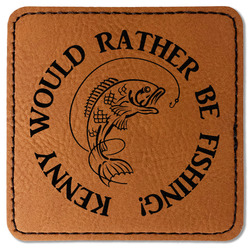 Fish Faux Leather Iron On Patch - Square (Personalized)