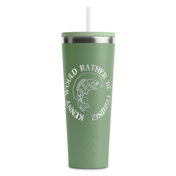 Custom Fish RTIC Everyday Tumbler with Straw - 28oz - Light Green - Double-Sided (Personalized)