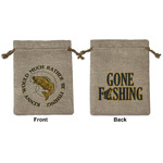 Fish Medium Burlap Gift Bag - Front & Back (Personalized)