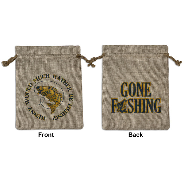 Custom Fish Medium Burlap Gift Bag - Front & Back (Personalized)