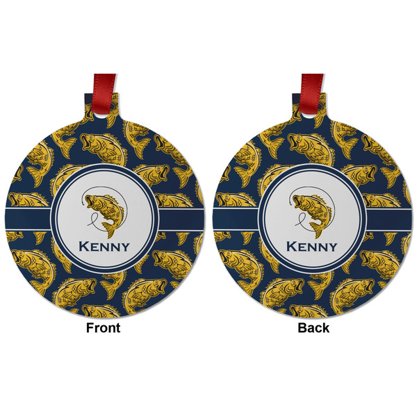 Fish Metal Ball Ornament - Front and Back