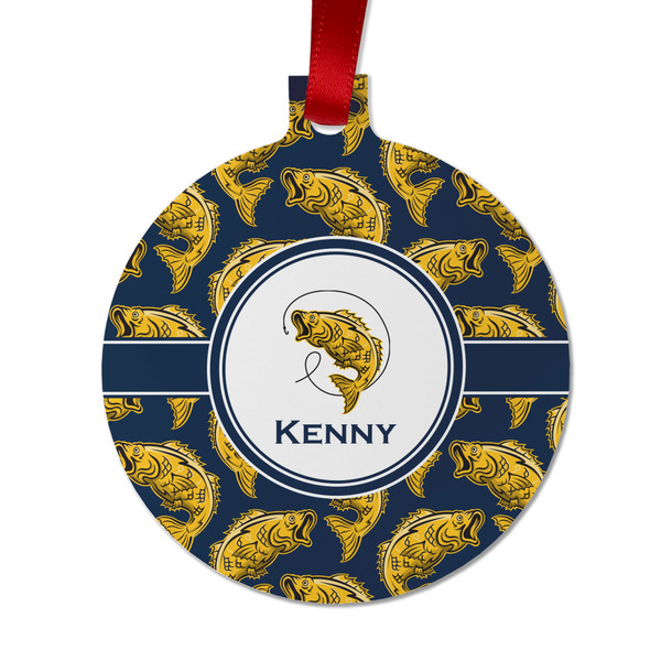 Custom Fish Metal Ball Ornament - Double Sided w/ Name or Text