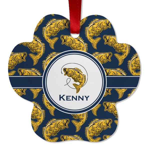 Custom Fish Metal Paw Ornament - Double Sided w/ Name or Text